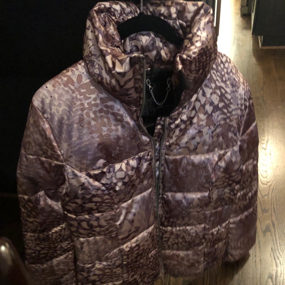 Obermeyer ski jacket - brown/gold/lilac snakeprint